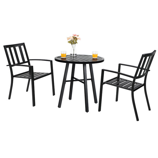 Phi Villa Outdoor 3 Piece Metal Bistro Set Dining Set With 2 X Chair And 1 X Table Reviews Wayfair Ca