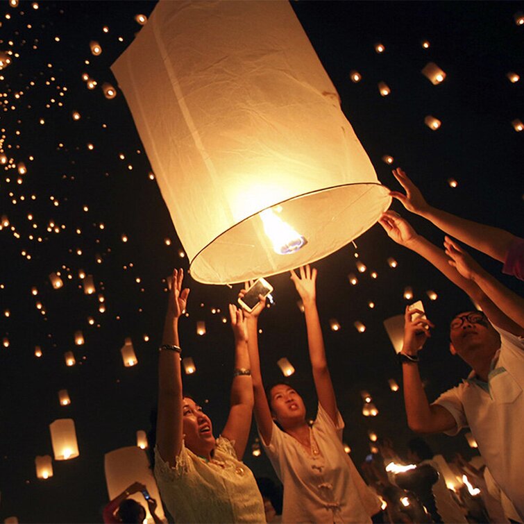 100pc Sky Flying Lanterns Fire Light Wishing Chinese KongMing Lamp Wedding Party 