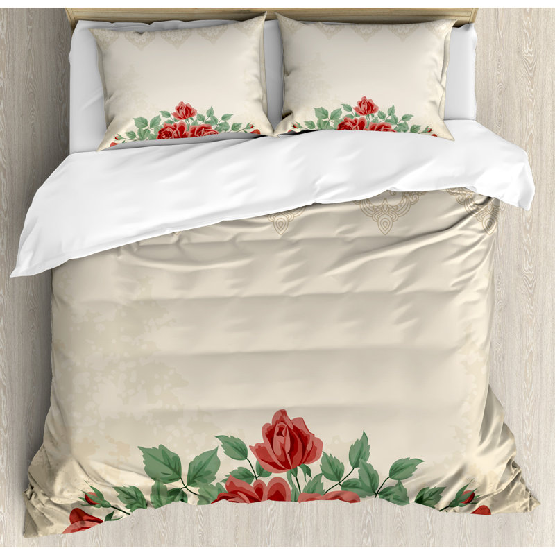 East Urban Home Shabby Elegance Vintage Glamour Background With Rose Love And Attraction Symbol Delicacy Duvet Cover Set Wayfair