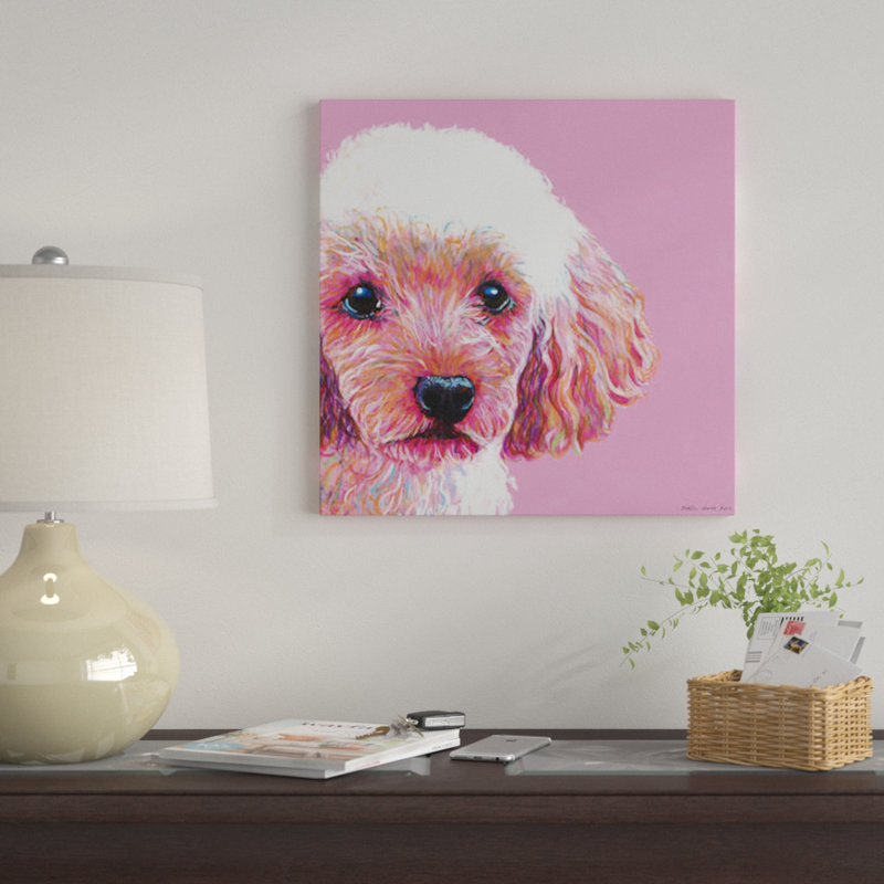 East Urban Home Poodle On Pink Square By Kirstin Wood Graphic Art Print On Canvas Wayfair