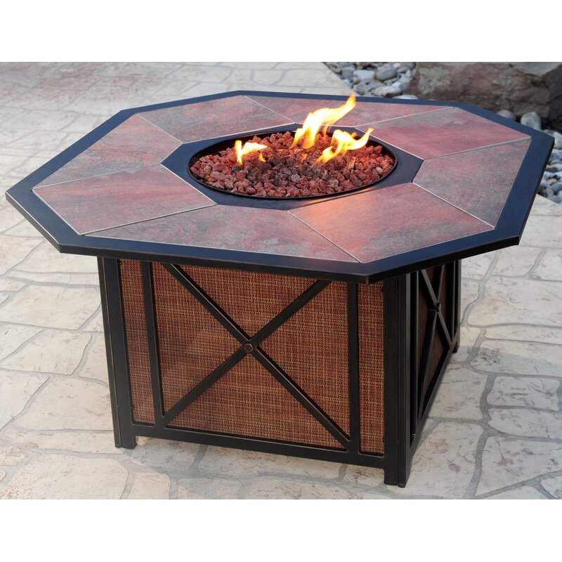 Ophelia Co Grenshaw Aluminum Propane Fire Pit Table Wayfair