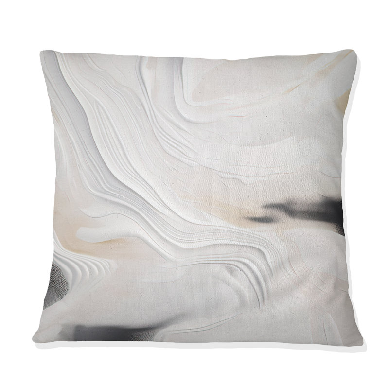 White And Gold Ripples Of Stone - Abstract Marble Printed Pillow Shape: Square, Size: 18"H x 18"W