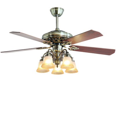 52" 5 - Blade Standard Ceiling Fan with Remote Control and Light Kit Included