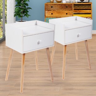 Alsafi 25'' Tall Tray Top End Table Set with Storage (Set of 2) by Wrought Studio™