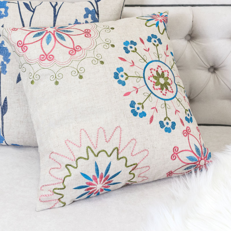 Bungalow Rose Aquinnah Embroidered Whimsical Throw Pillow