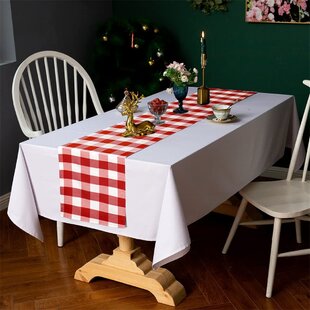Black and White Plaid Buffalo Check Table Runner Gingham Country Kitchen Decor