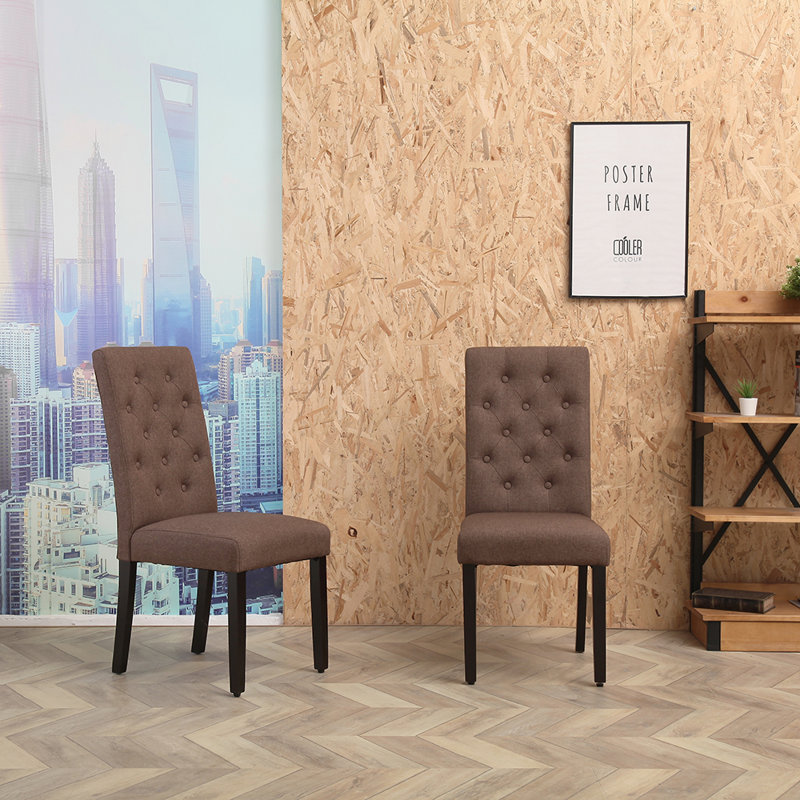 Ebern Designs Upholstered Dining Chairs Linen Tufted High Back Mid Century Modern Chairs Living Room Chair Makeup Chair Side Chairs With Set Of 2 Wayfair Ca