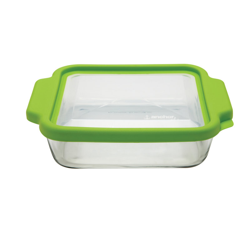 Anchor Hocking TrueFit Bakeware Glass Casserole Dish with Cover and Storage Lid 3-Piece Set Green
