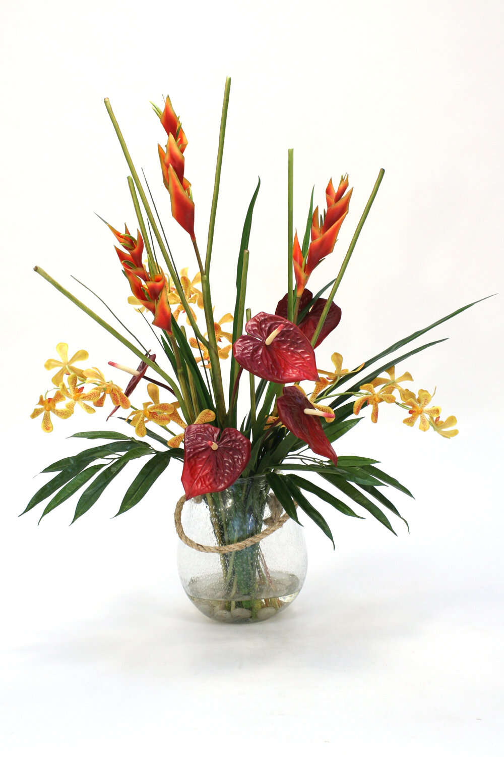 Distinctive Designs Heliconia And Anthurium In Glass Vase Wayfair