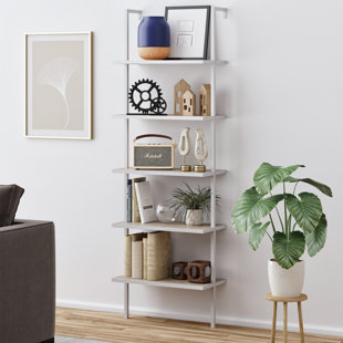 Modern Contemporary White Lacquer Bookcase Allmodern Theo Ladder Bookcase