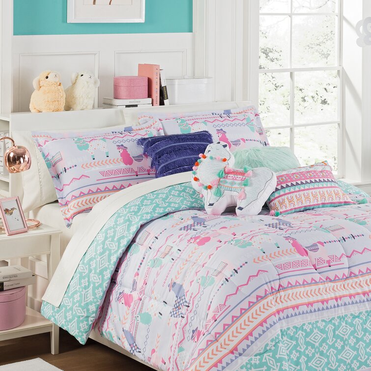 Aqua Pink Details about   Intelligent Design Toren Comforter Set Queen Size Bed In A Bag 