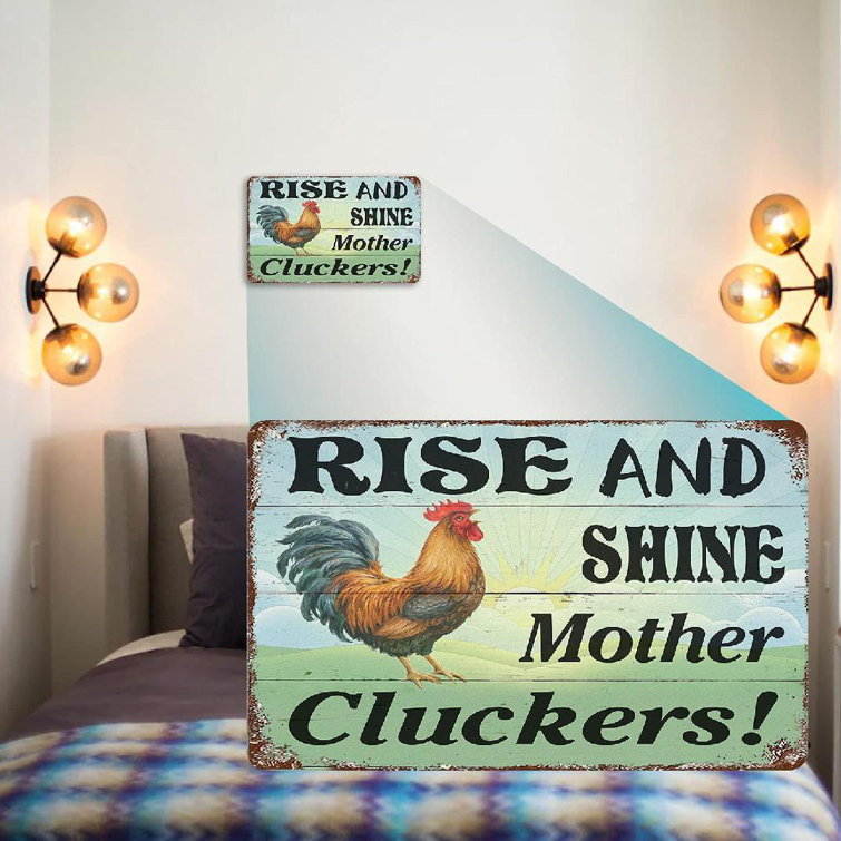 Mother Clucker's Brand Coffee Distressed Humor Wake Up Retro Wall Metal Tin Sign 