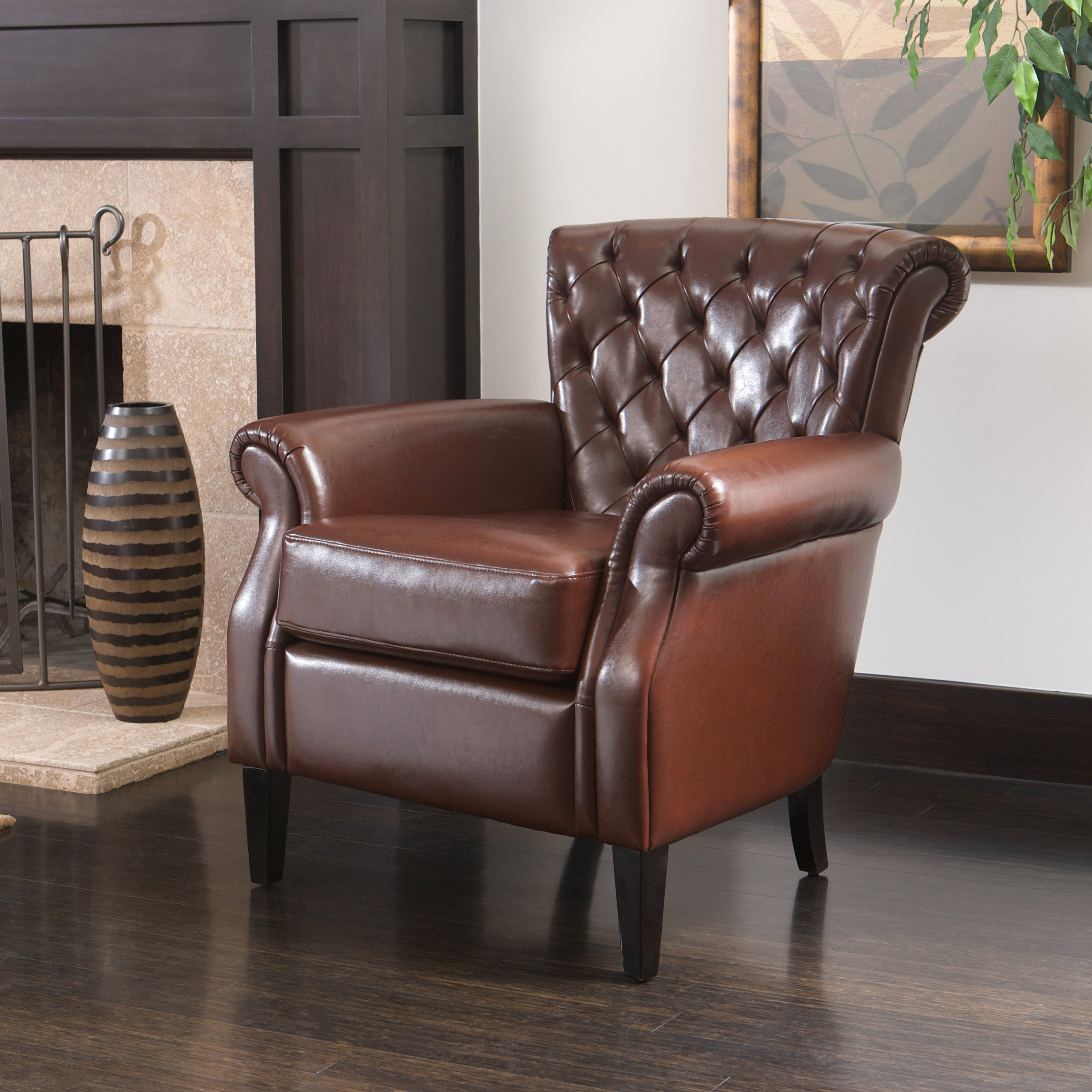 Charlton Home Lemke 35 25 W Tufted Faux Leather Club Chair Reviews Wayfair