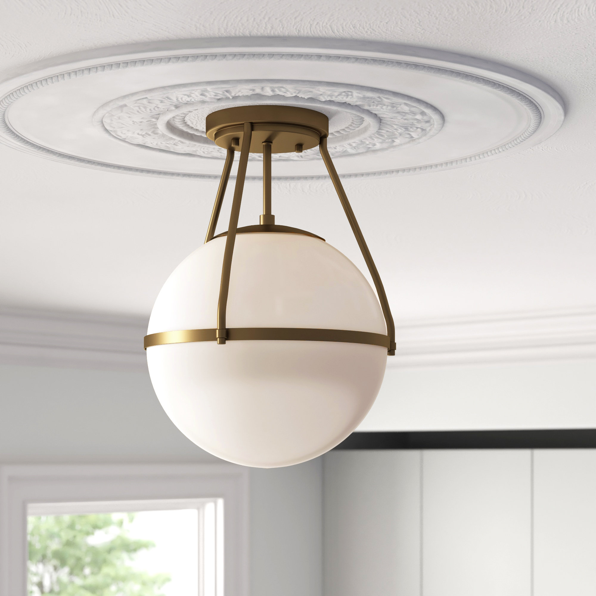 Foundstone Mark 1 Light 13 Simple Globe Semi Flush Mount Light 13 Simple Globe Semi Flush Mount