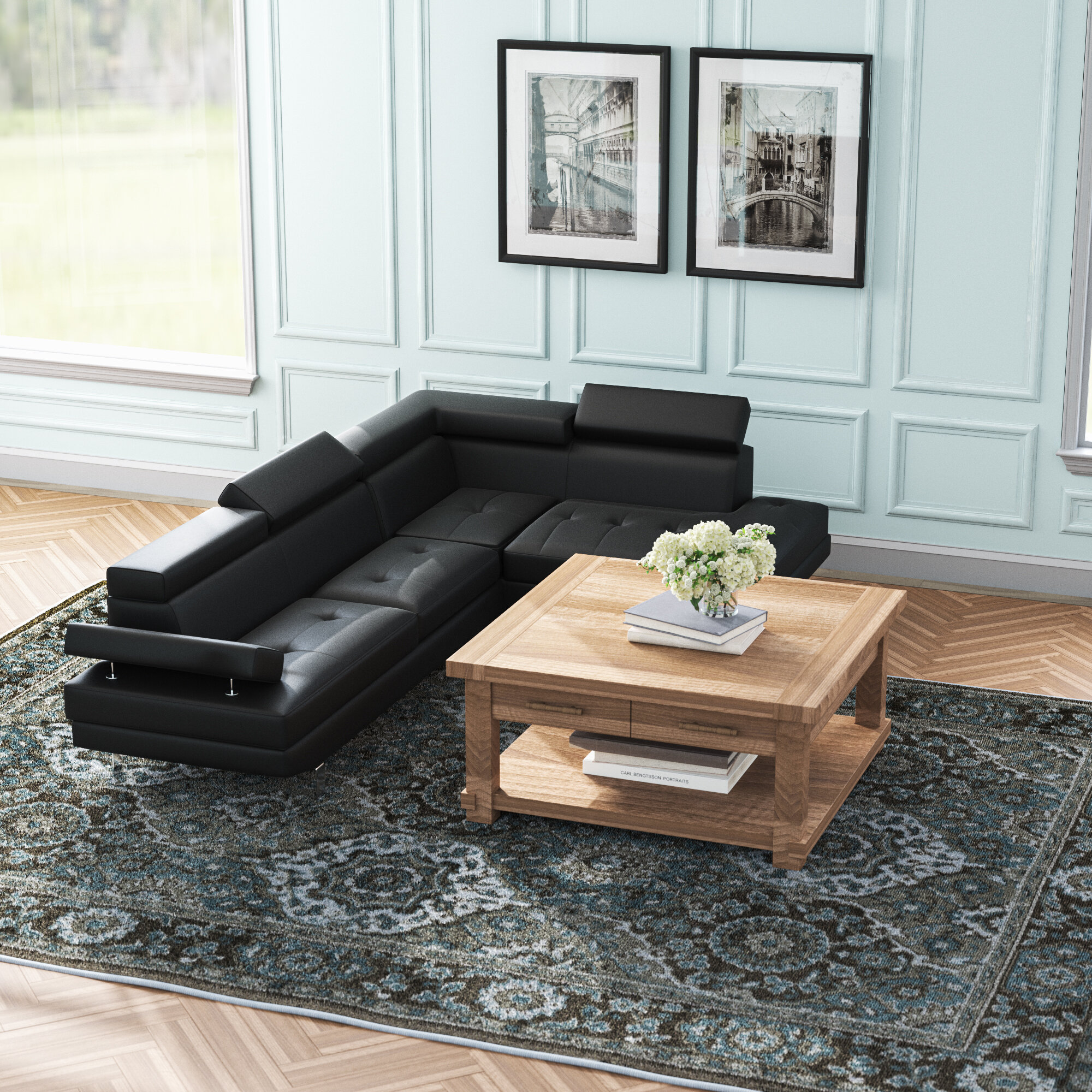 black modern contemporary sectionals