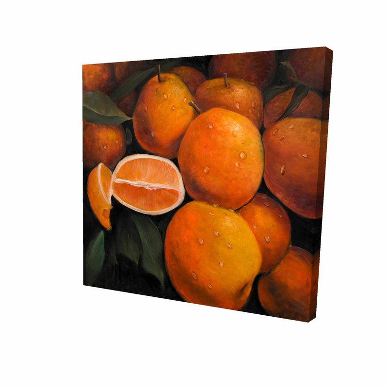Ebern Designs Basket Of Oranges Fruit Oil Painting Print On
