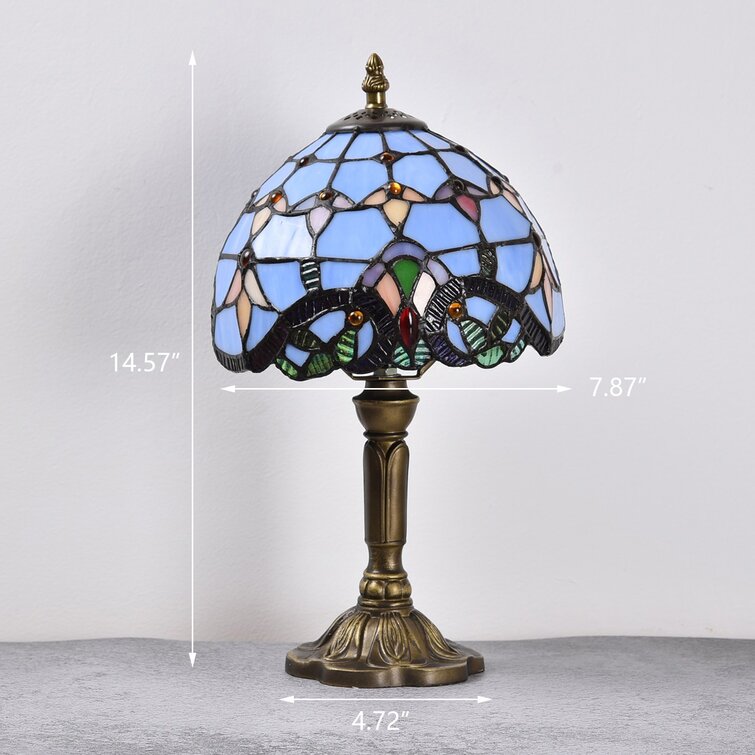 14.5"W Mission style Stained Glass Handcrafted Table Desk Lamp Zinc Base!