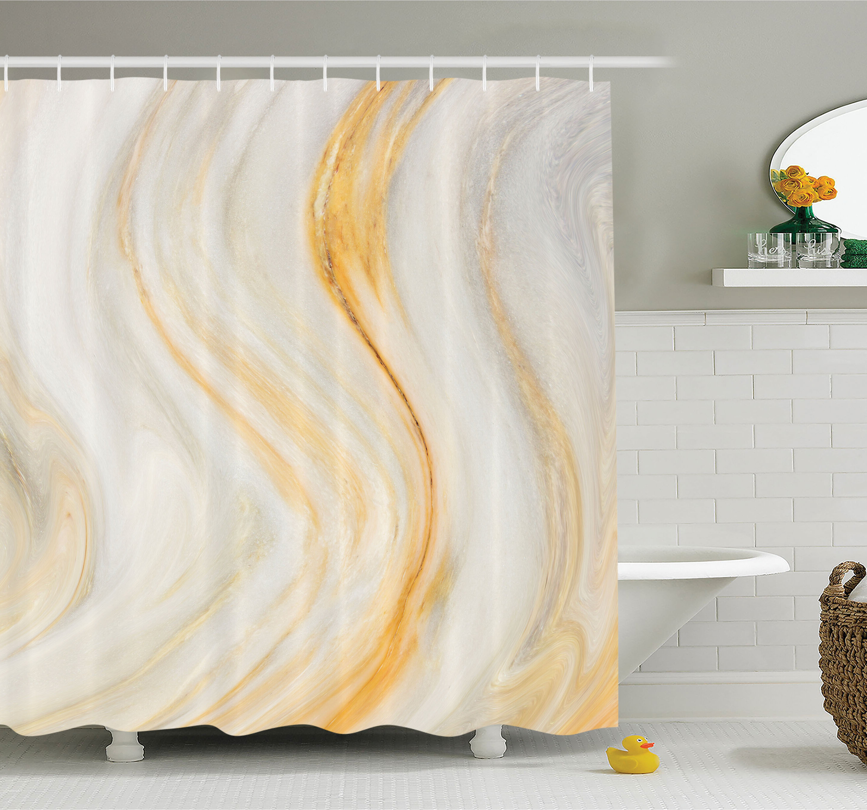 East Urban Home Psychedelic Wavy Brushstroke Marble With Blurry Splash Effects Art Decor Shower Curtain Set Reviews Wayfair