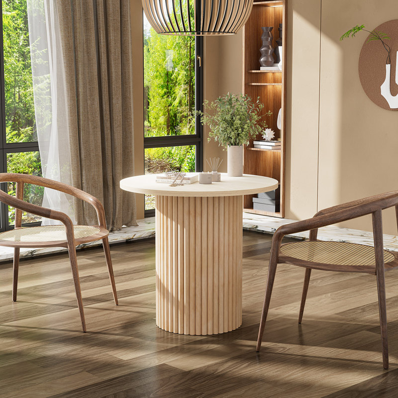 Round Solid Wood Base Dining Table for 1-4 Size: 31.5" W x 31.5" L