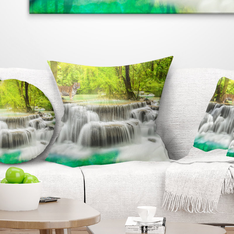 East Urban Home Photography Erawan Waterfall In Kanchanaburi Throw Pillow Wayfair