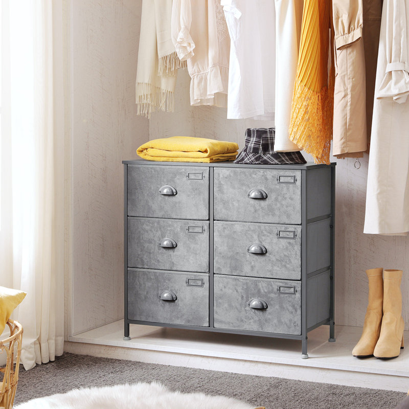 Rebrilliant Fabric Drawer Dresser 6 Drawer Wide Storage Dresser Closet Storage Drawers With Metal Frame Labels Wooden Top For Closet Hallway Nursery Silver Grey And Grey 810e5e472cc149ef88ad3caee57c3d4f Reviews Wayfair Ca