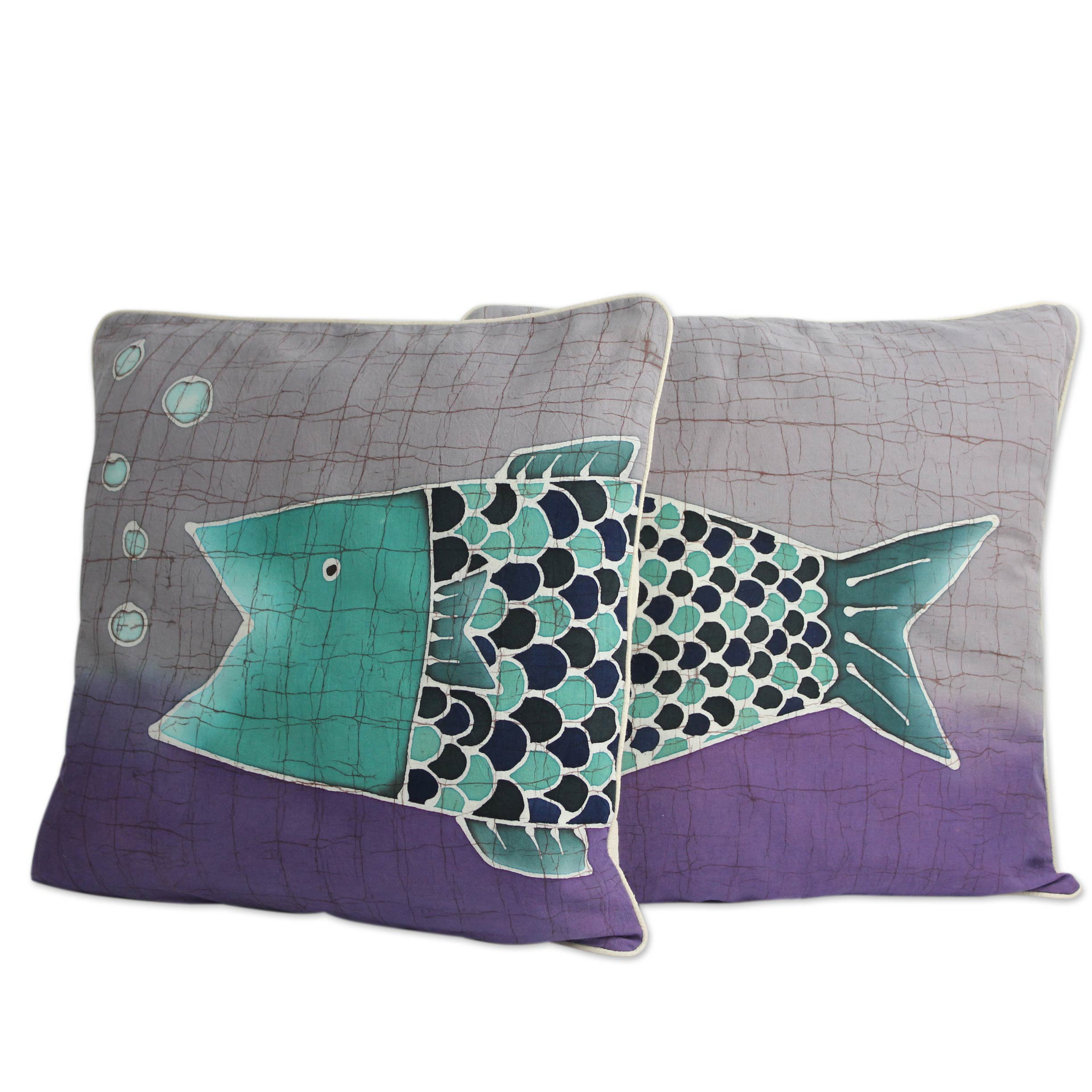 Novica Alaya Cholprasertsuk Handmade Batik Cotton Throw Pillow