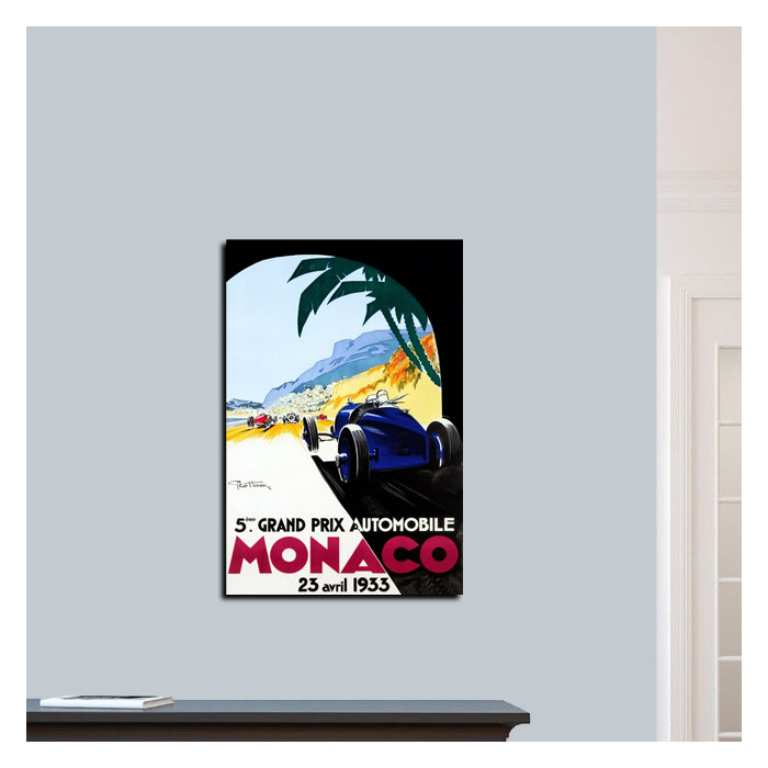 Vintage Grand Prix Monaco 1933 Home Decor Canvas Print choose your size.