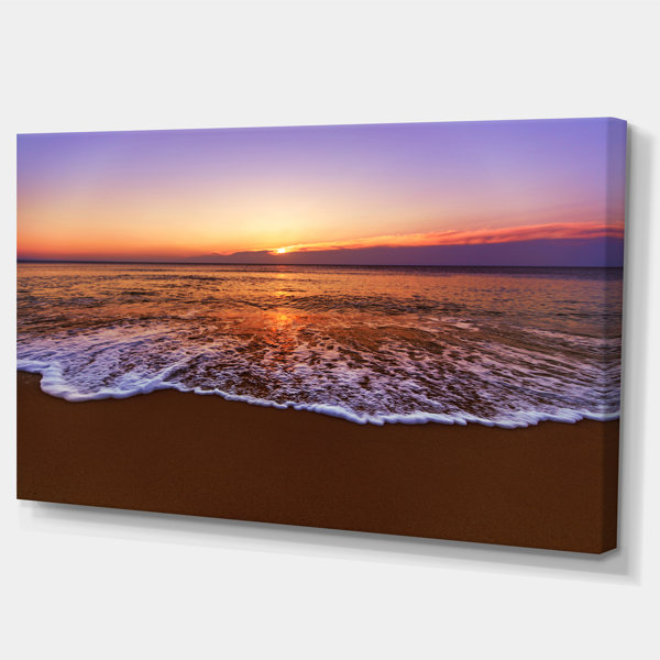 Designart Orange Tinged Sea Waters At Sunset Photographic Print On Wrapped Canvas Wayfair