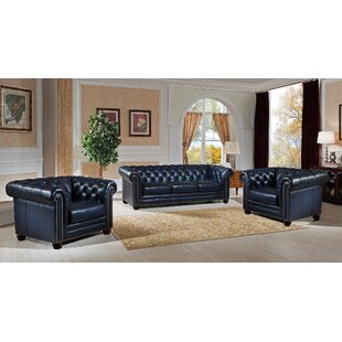 Kraig 3 Piece Leather Living Room Set by Canora Grey