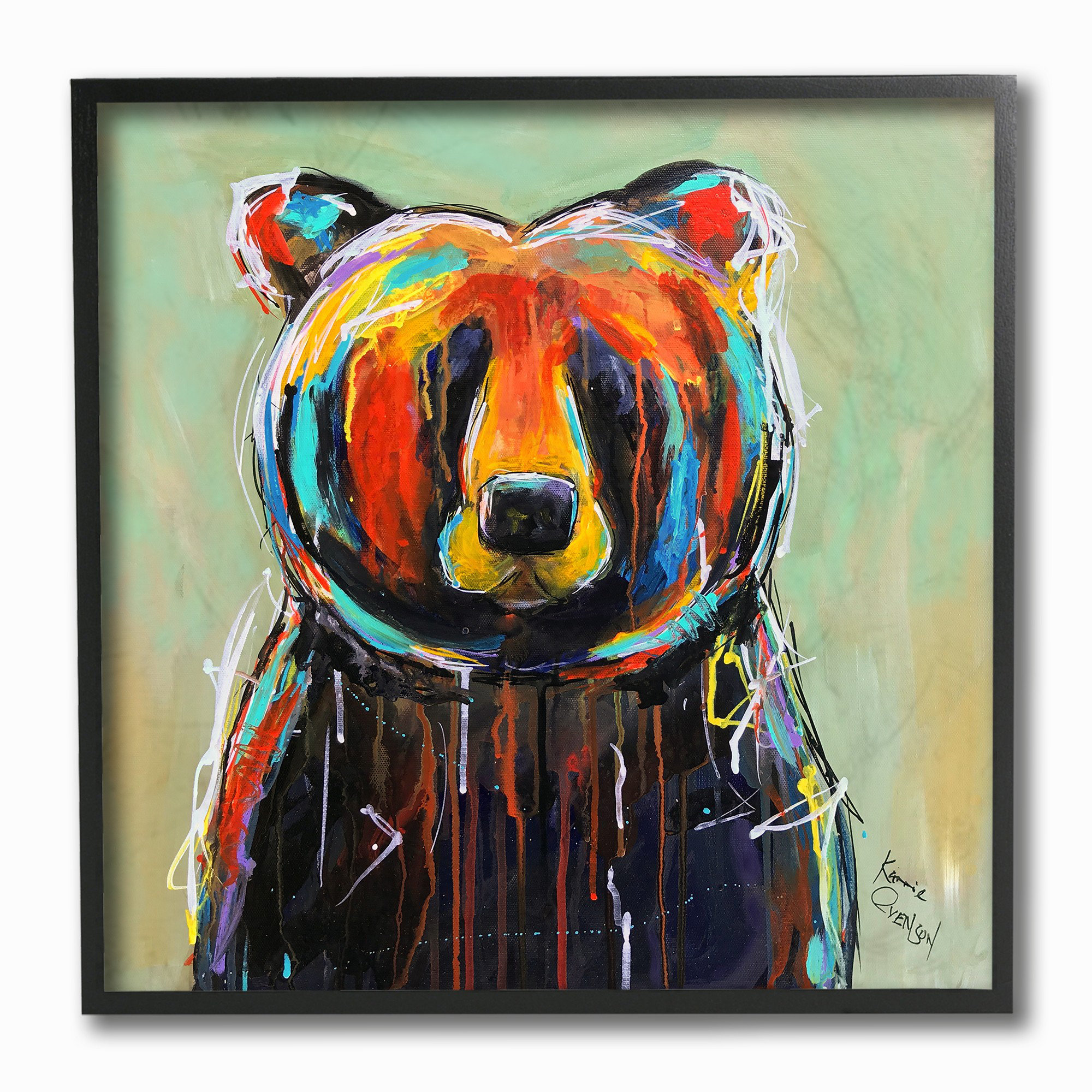 Millwood Pines Abstract Colorful Painted Black Bear by Karrie Evenson