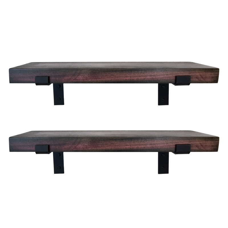 Emerald Lee 2 Piece Poplar Solid Wood Bracket Shelves Size: 2" H x 36" W x 6' D