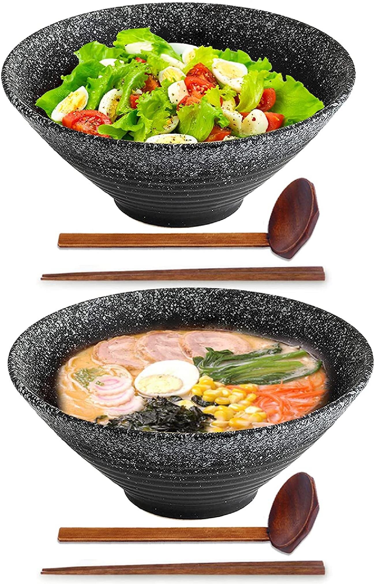 SET of 2 Japanese Rice Soup Bowl Ramen Noodle 8.25"D Ceramic Fu-Un Made in Japan 