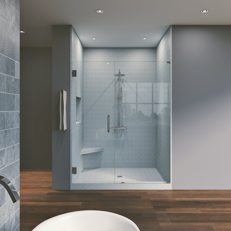 Waterfall Bath Enclosures 38 75 X 76 Hinged Frameless Shower Door Wayfair