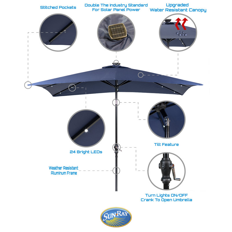 J J Global Llc Sun Ray Solar 7 X 9 Rectangular Market Umbrella Wayfair