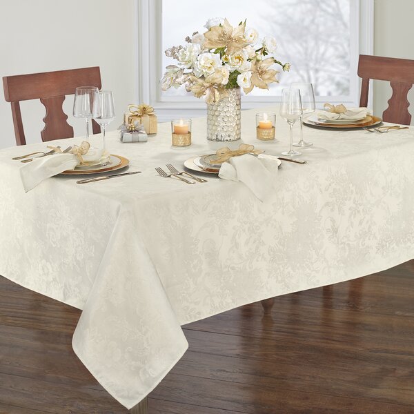 Snowflake Rectangle Table Cloth Linen Cover 54 W x 72 L for Kitchen Dining Room Party Pfrewn Winter Christmas Poinsettia Flowers Tablecloth Table Cover Home Decoration 