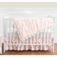 gold and pink baby bedding