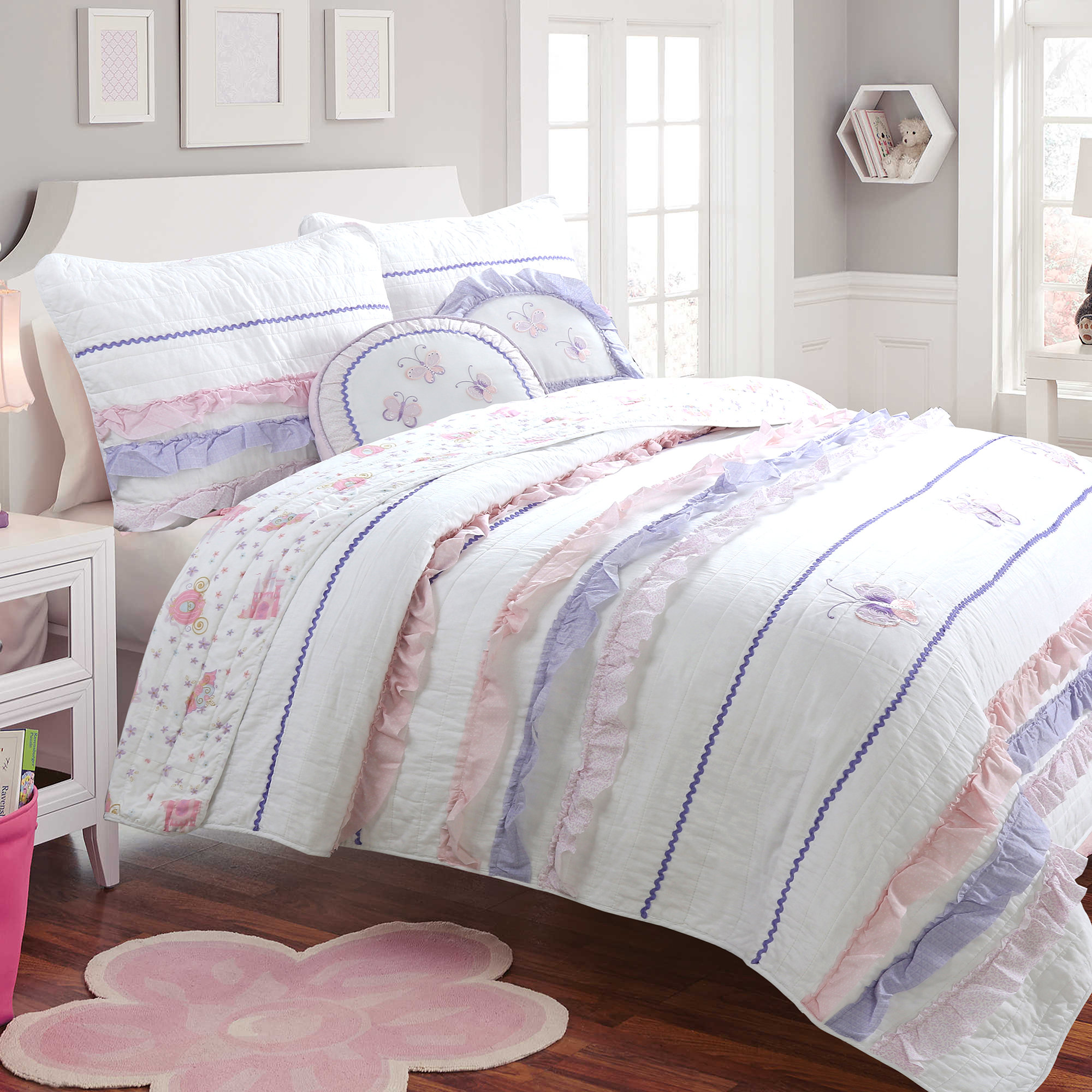 Harriet Bee Diboll Ruffle Lace Reversible Quilt Set Reviews Wayfair