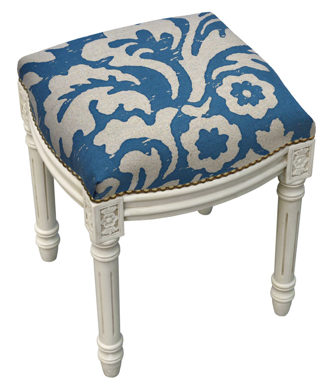123 Creations Floral Jacobean Linen Upholstered Vanity Stool ... 123 Creations Floral Jacobean Linen Upholstered Vanity Stool ...