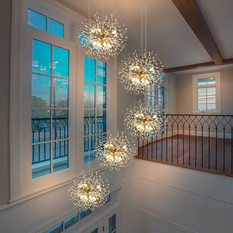 Lakeyah Cluster Sphere Pendant with Crystal Accent Number of Lights: 40, Finish: Gold