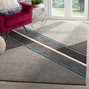 Anne Power Loomed Gray/Teal Area Rug