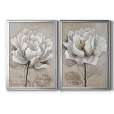 Soft White I - 2 Piece Painting Print Set Lark Manor™ Format: Silver Framed Canvas, Matte Color: No Matte, Size: 24