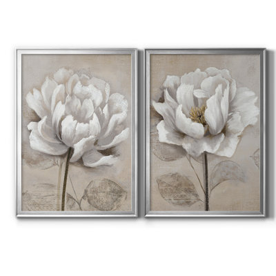 Soft White I - 2 Piece Painting Print Set Lark Manor™ Format: Silver Framed Canvas, Matte Color: No Matte, Size: 24