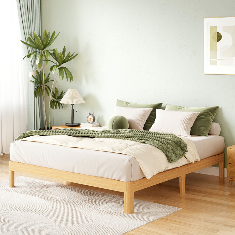 Ruberta 10" High Solid Wood Platform Bed, Bamboo Material, Easy Assembly, No Squeak Size: Full