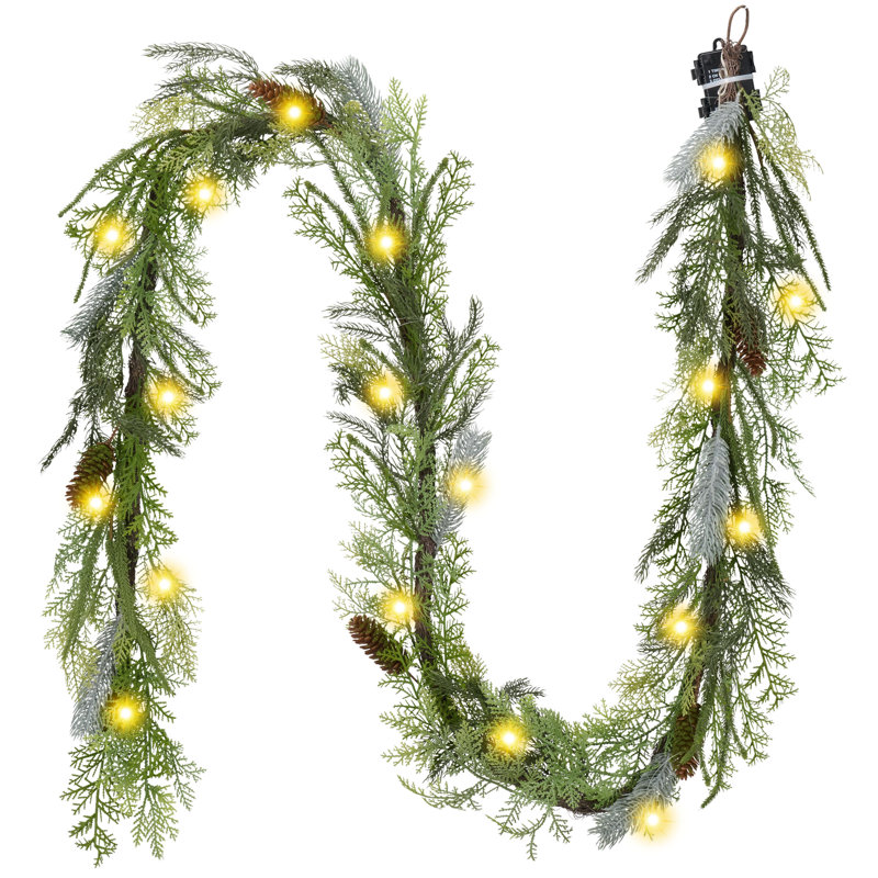 Kaimani 72 Inch and 108 Inch Lighted Pine and Pinecone Artificial Greenery Garland