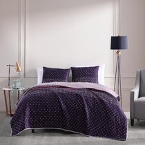 Sugar Plum Fairies Purple Reversible Cotton Quilt Set Coverlet Bedspreads 