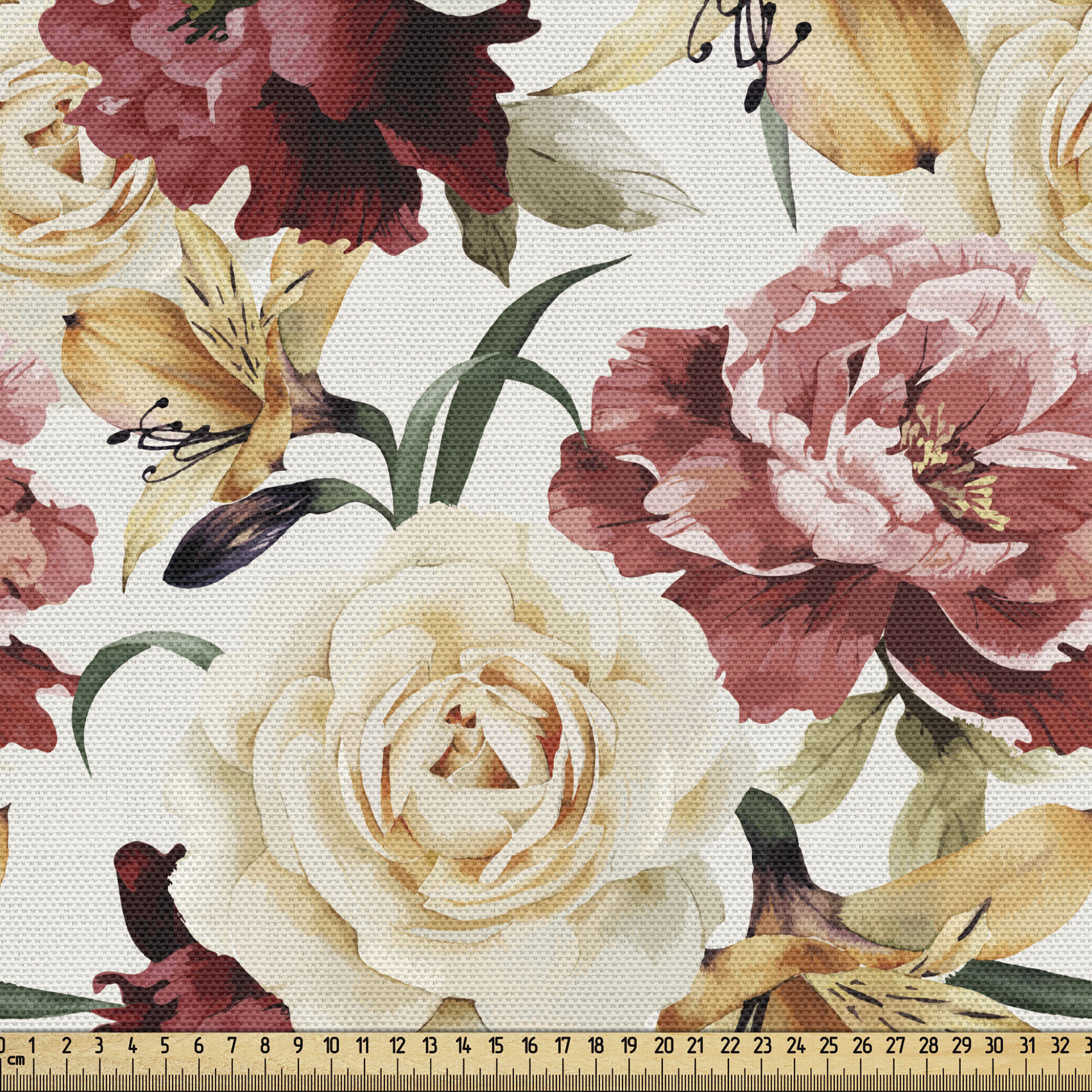 Summer Drapery Upholstery Fabric Bird Branch Watercolor Screen Print on Linen 