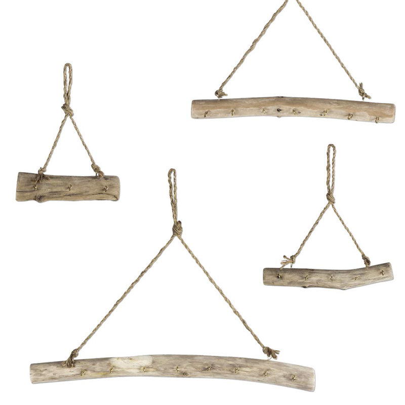 Millwood Pines 4 Piece Hanging Driftwood Wall Mounted Jewelry