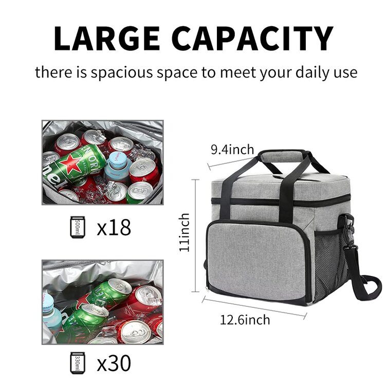 Insulated Can Cool Cooler Carry Drinks Picnic Cold Bag with Side Mesh Pocket