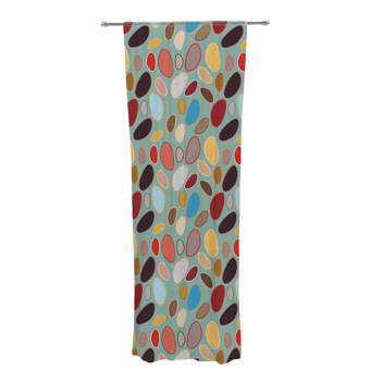 Kess InHouse Love Midge 70s Geometric Green Floral Decorative Set 30 x 84 Sheer Curtains