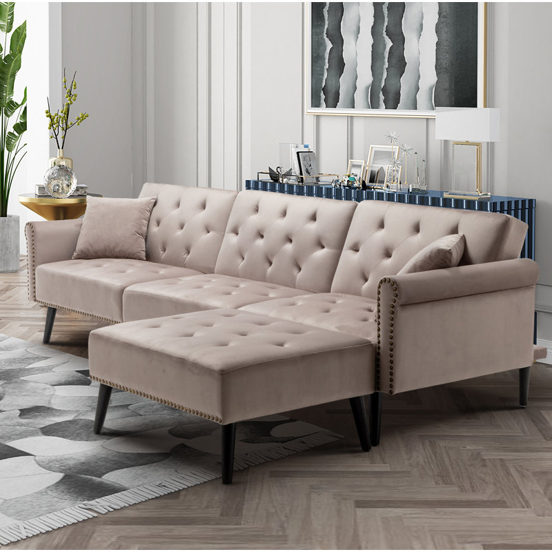 Mercer41 Gelston 115 Reversible Sofa Chaise With Ottoman